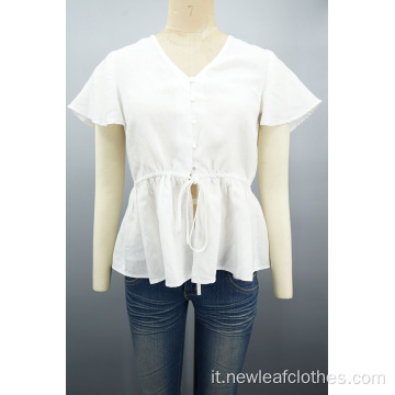 Camicia peplo canale a viscere dolce a v-collo dolce